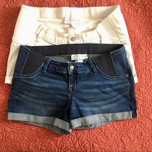 Ingrid & Isabel White and Blue Denim MIDI Shorts